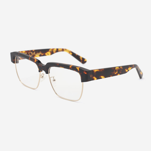 Square Acetate And Metal Combined Unisex Optical Frames 24A3296