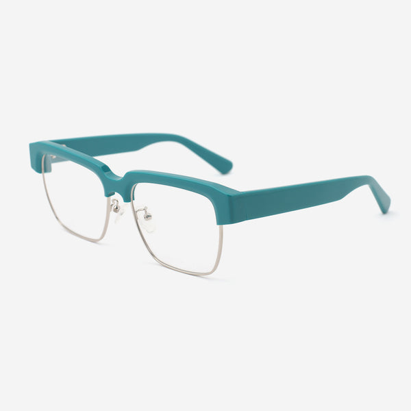 Square Acetate And Metal Combined Unisex Optical Frames 24A3296