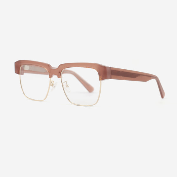Square Acetate And Metal Combined Unisex Optical Frames 24A3296