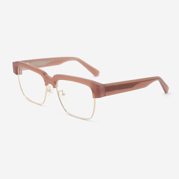 Square Acetate And Metal Combined Unisex Optical Frames 24A3296