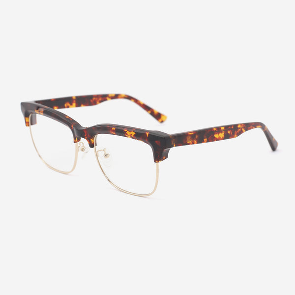 Square Acetate And Metal Combined Unisex Optical Frames 24A3297