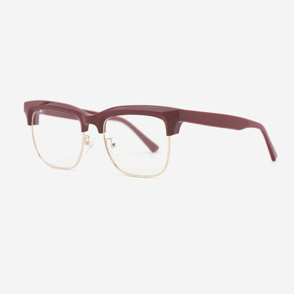 Square Acetate And Metal Combined Unisex Optical Frames 24A3297