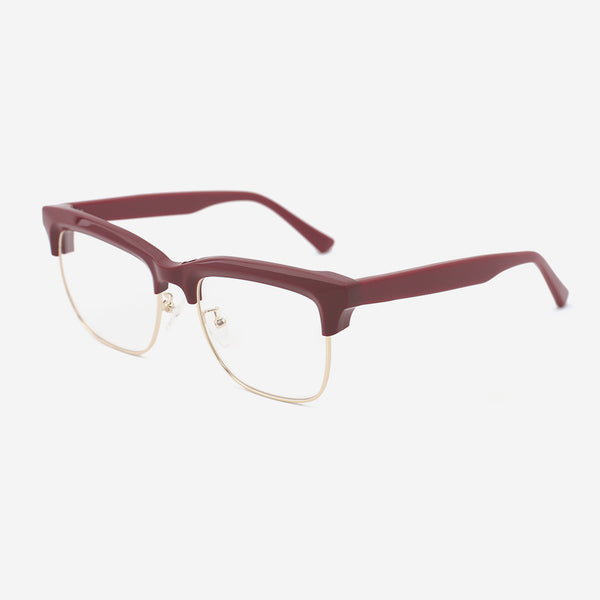 Square Acetate And Metal Combined Unisex Optical Frames 24A3297