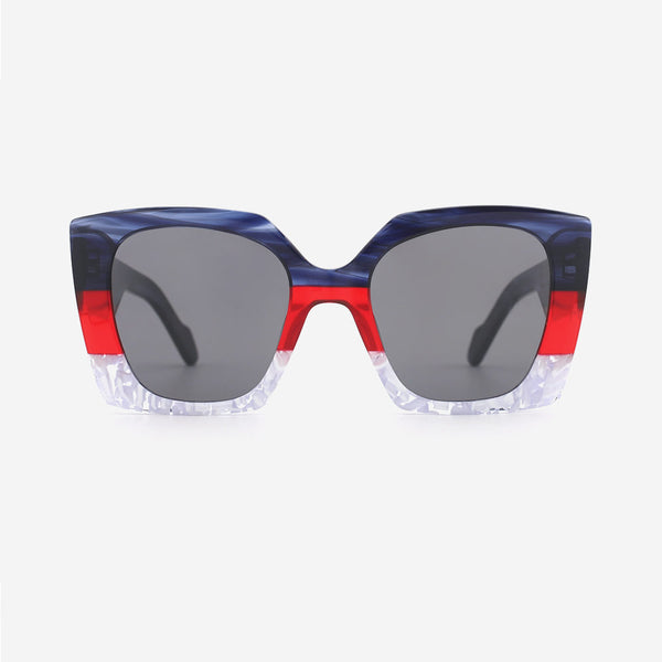 Stylish Square Laminated Acetate Unisex Sunglasses 24A8033