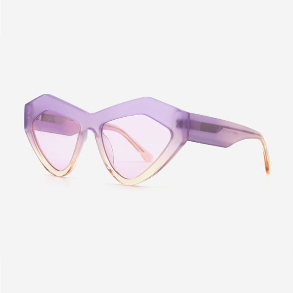 Geometric Laminated Acetate Female Sunglasses 24A8071