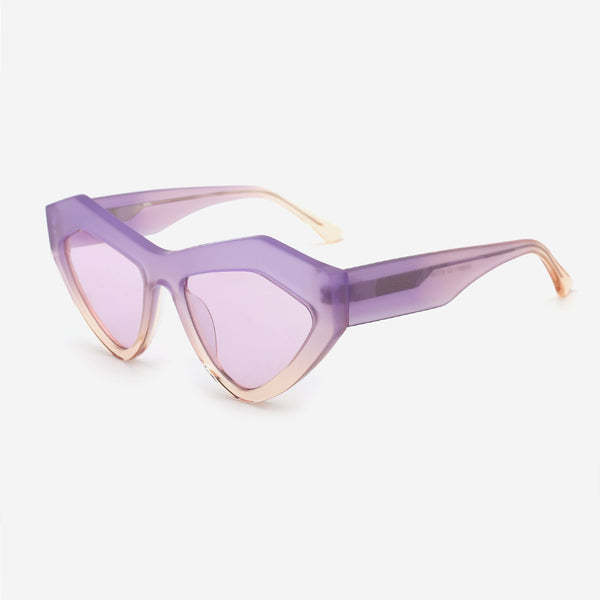 Geometric Laminated Acetate Female Sunglasses 24A8071