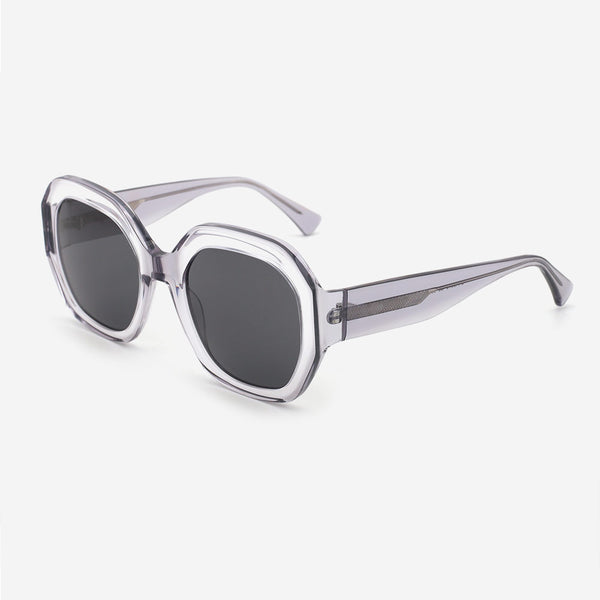 Geometric Round Laminated Acetate Unisex Sunglasses 24A8072