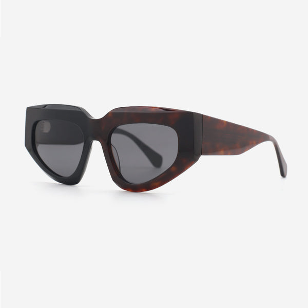 Cat Eye Bevel Laminated Acetate Unisex Sunglasses 24A8073