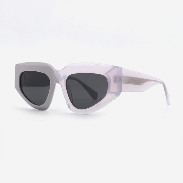 Cat Eye Bevel Laminated Acetate Unisex Sunglasses 24A8073