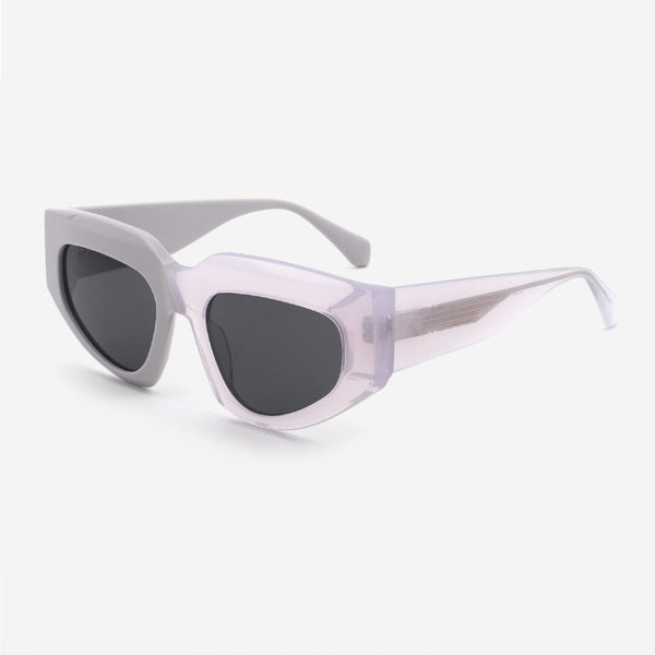 Cat Eye Bevel Laminated Acetate Unisex Sunglasses 24A8073