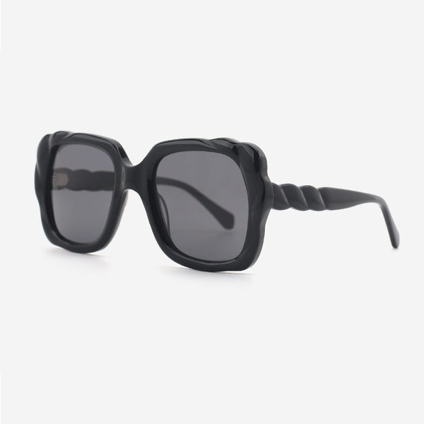 Unique Rectangularl Laminated Acetate Female Sunglasses 24A8074