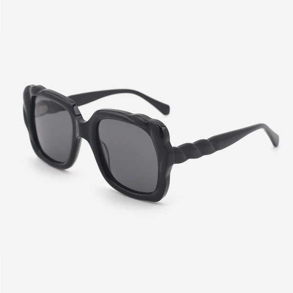 Unique Rectangularl Laminated Acetate Female Sunglasses 24A8074