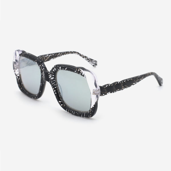 Unique Rectangularl Laminated Acetate Female Sunglasses 24A8074