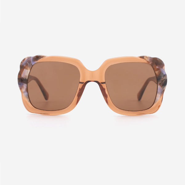 Unique Rectangularl Laminated Acetate Female Sunglasses 24A8074