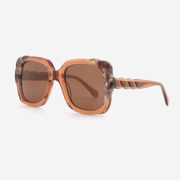 Unique Rectangularl Laminated Acetate Female Sunglasses 24A8074