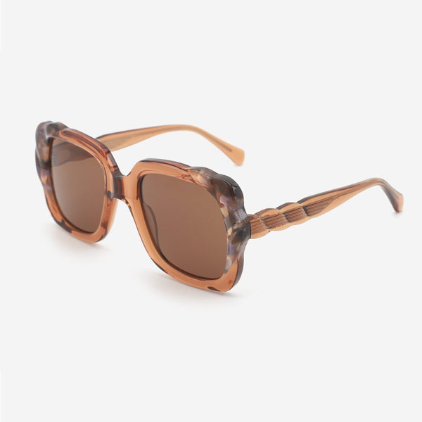 Unique Rectangularl Laminated Acetate Female Sunglasses 24A8074