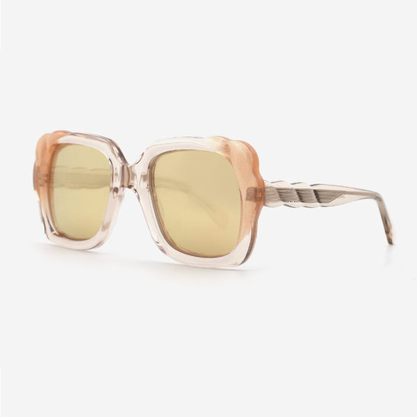 Unique Rectangularl Laminated Acetate Female Sunglasses 24A8074