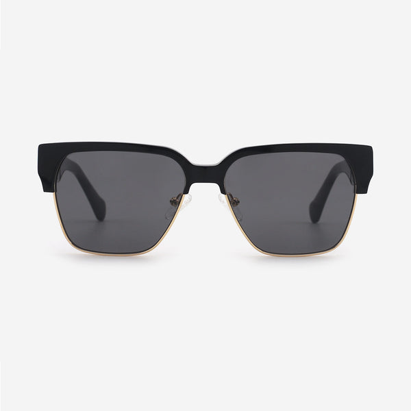 Square Acetate And Metal Combined Unisex Sunglasses 24A8080