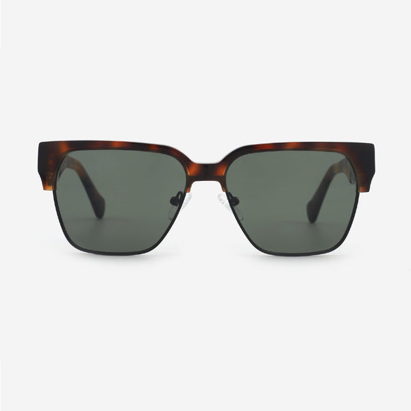 Square Acetate And Metal Combined Unisex Sunglasses 24A8080