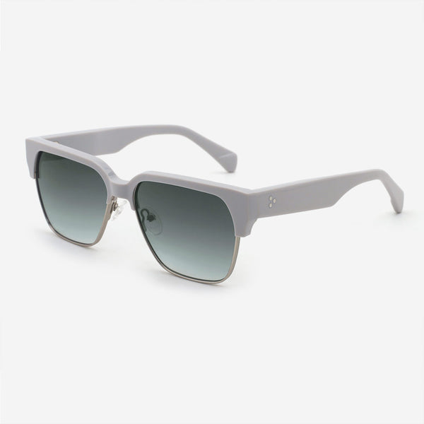 Square Acetate And Metal Combined Unisex Sunglasses 24A8080