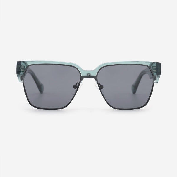 Square Acetate And Metal Combined Unisex Sunglasses 24A8080