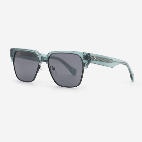 Square Acetate And Metal Combined Unisex Sunglasses 24A8080