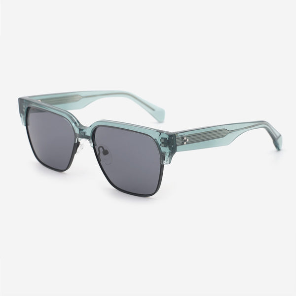 Square Acetate And Metal Combined Unisex Sunglasses 24A8080