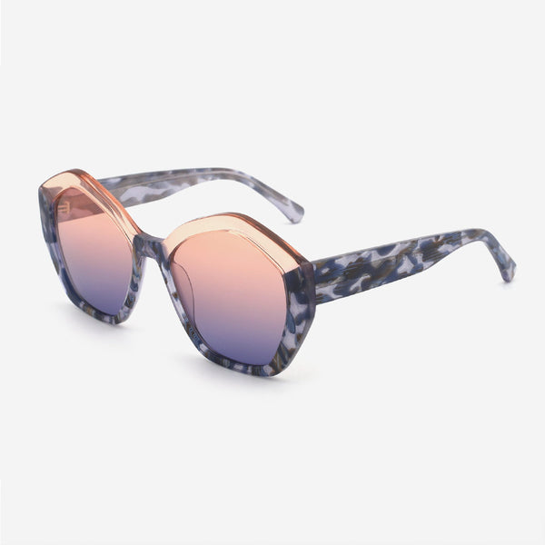 Polygon Laminated Acetate Female Sunglasses 24A8099