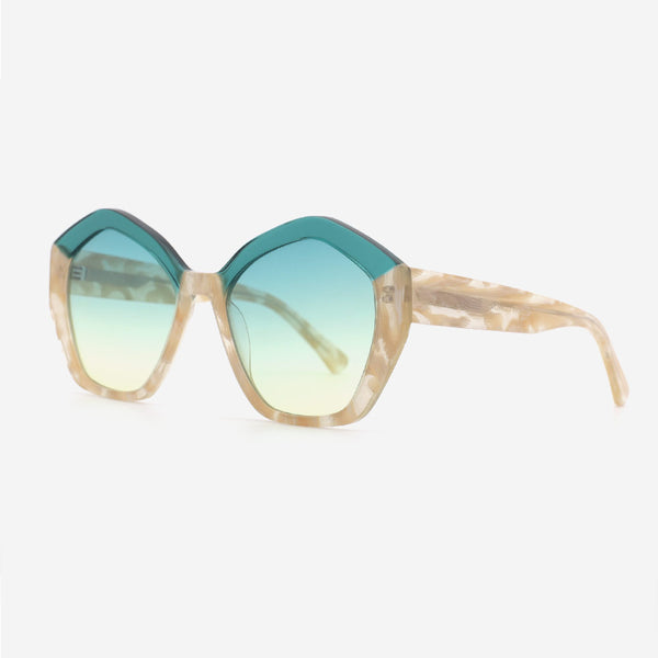 Polygon Laminated Acetate Female Sunglasses 24A8099