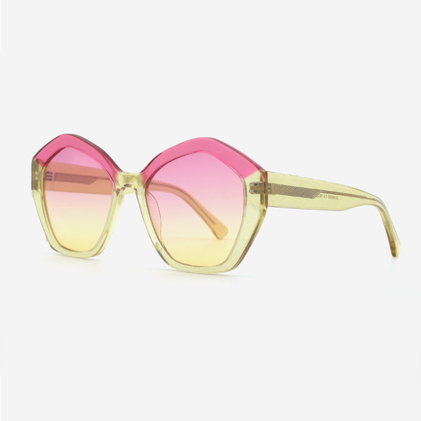 Polygon Laminated Acetate Female Sunglasses 24A8099