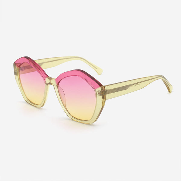 Polygon Laminated Acetate Female Sunglasses 24A8099