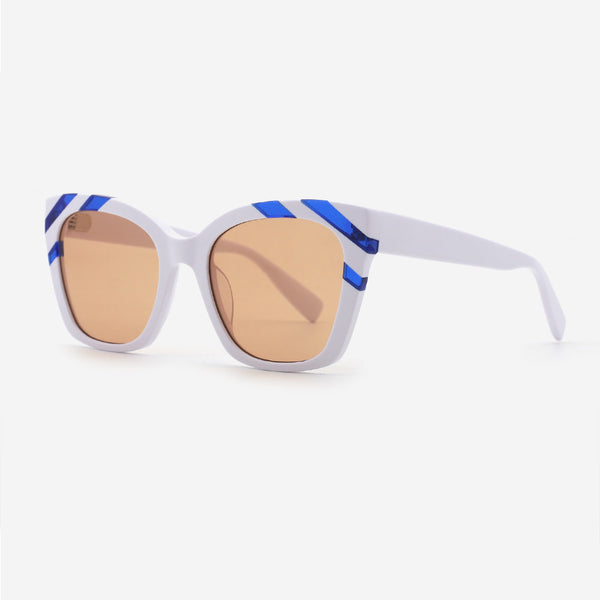 Square Cat Eye Laminated Acetate Female Sunglasses 24A8114