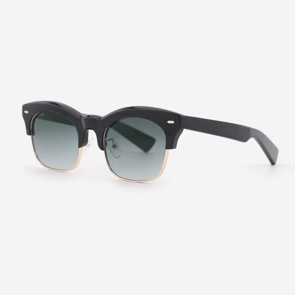 Square Acetate And Metal Combined Unisex Sunglasses 24A8119