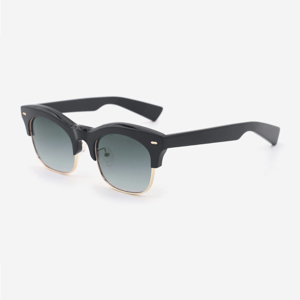 Square Acetate And Metal Combined Unisex Sunglasses 24A8119