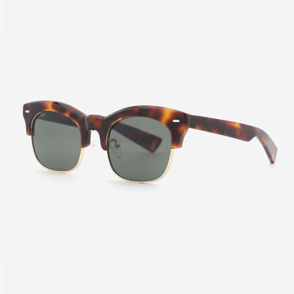 Square Acetate And Metal Combined Unisex Sunglasses 24A8119