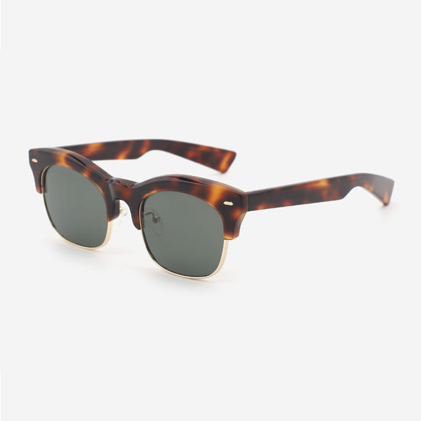 Square Acetate And Metal Combined Unisex Sunglasses 24A8119