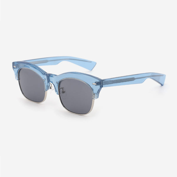 Square Acetate And Metal Combined Unisex Sunglasses 24A8119