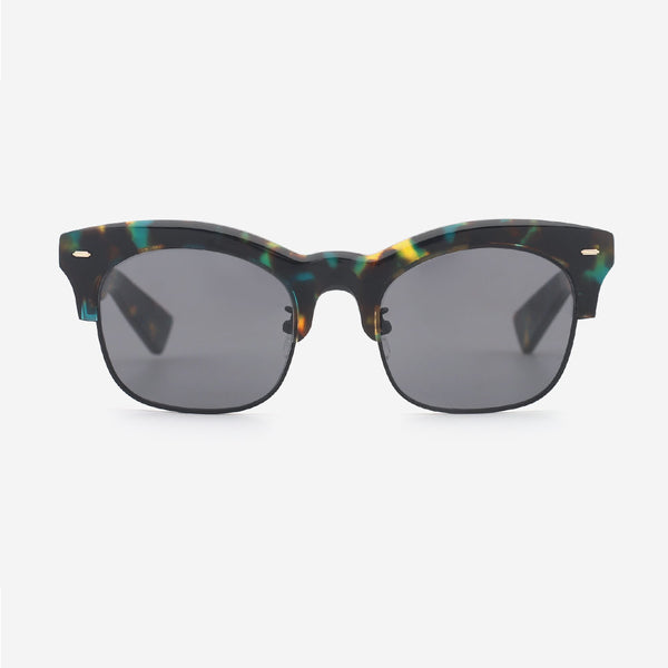 Square Acetate And Metal Combined Unisex Sunglasses 24A8119