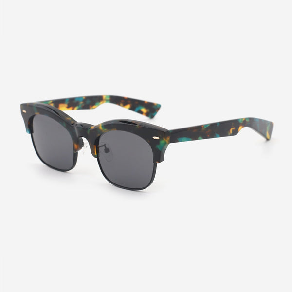 Square Acetate And Metal Combined Unisex Sunglasses 24A8119