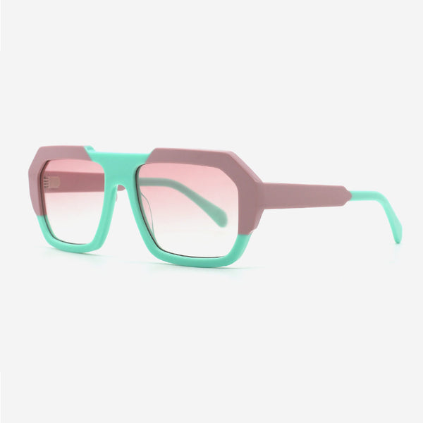 Square Dimensional Laminated Acetate Female Sunglasses 24A8129