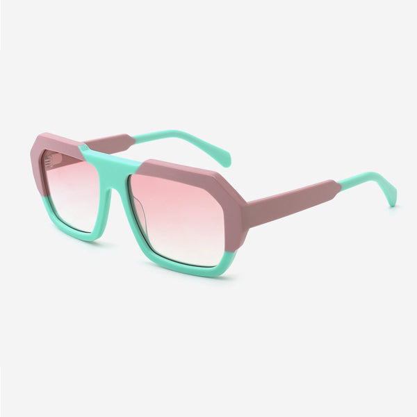 Square Dimensional Laminated Acetate Female Sunglasses 24A8129