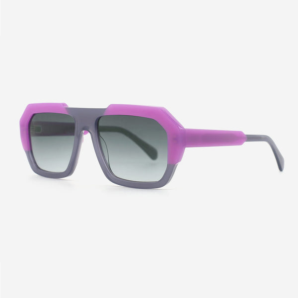 Square Dimensional Laminated Acetate Female Sunglasses 24A8129