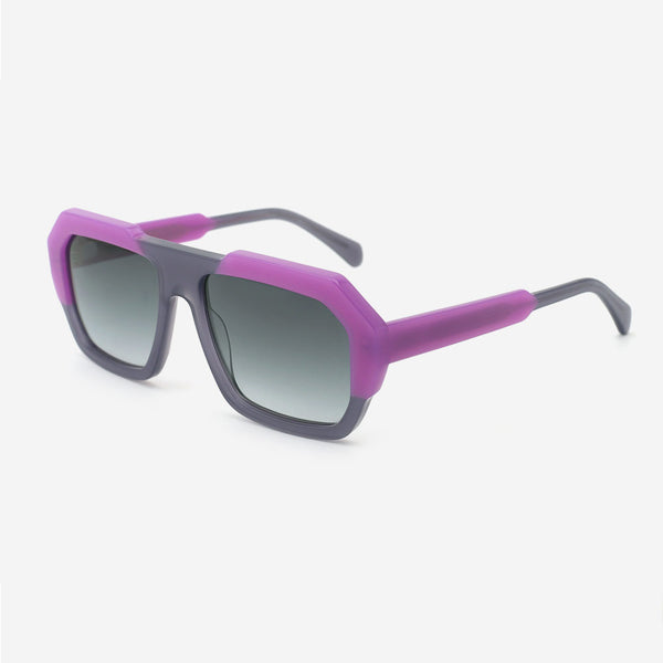 Square Dimensional Laminated Acetate Female Sunglasses 24A8129