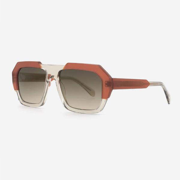 Square Dimensional Laminated Acetate Female Sunglasses 24A8129