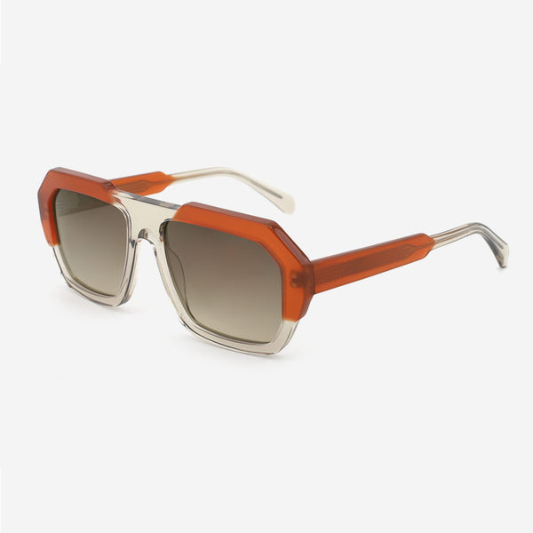 Square Dimensional Laminated Acetate Female Sunglasses 24A8129