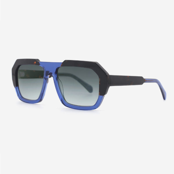 Square Dimensional Laminated Acetate Female Sunglasses 24A8129