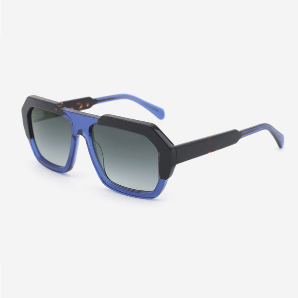 Square Dimensional Laminated Acetate Female Sunglasses 24A8129