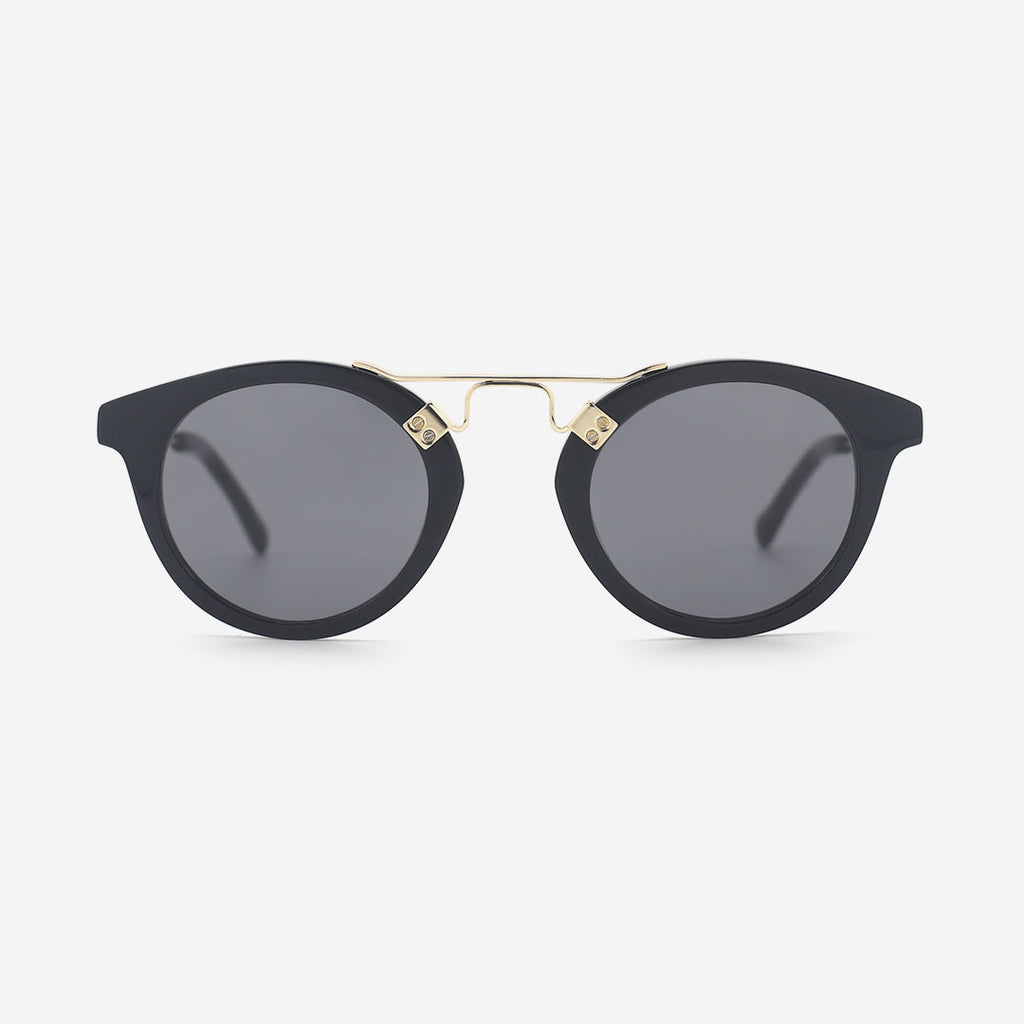 Round Acetate And Metal Combined Female Sunglasses 24A8257