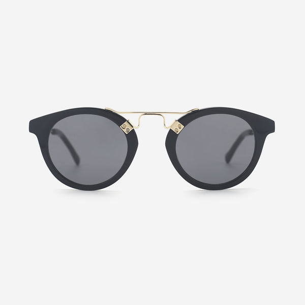 Round Acetate And Metal Combined Female Sunglasses 24A8257