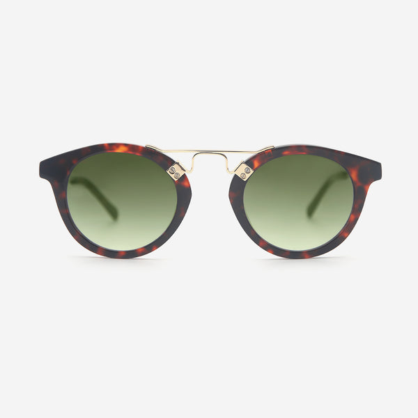 Round Acetate And Metal Combined Female Sunglasses 24A8257